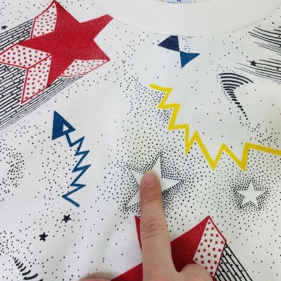 Vintage Converse Chucks Rare All Over Print Star Pullover Sweatshirt Medium - Picture 10 of 12